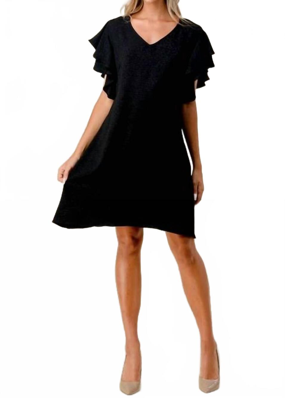 NEW SPIN ruffle sleeve dress - plus in black